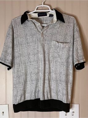 Enro Men’s Short Sleeve White and Black Polo Shirt Size M